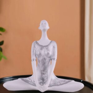 Suitable for home decor Yoga Posture Lady Statue Idol for Home Yoga Statue admirable piece of gift (silver)