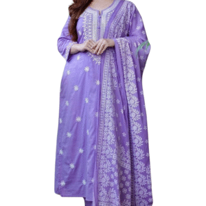 Soft & Stylish Floral Embroidered Cotton Printex Dress (L)